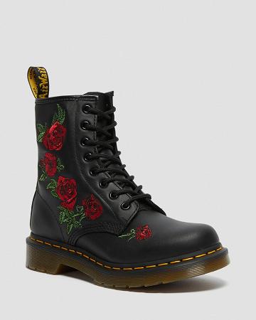 Dr Martens 1460 Vonda Floral Læder Snørestøvler Dame Sort | DK 215YXF